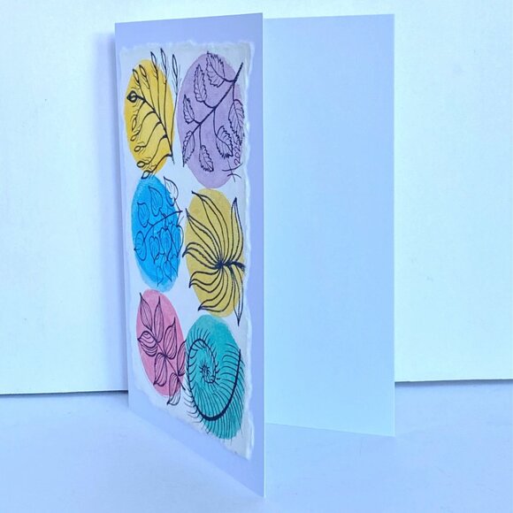 Watercolor Dots Leaves Original Art Handmade 5x7in Blank Greeting Card Envelope - Picture 2 of 4